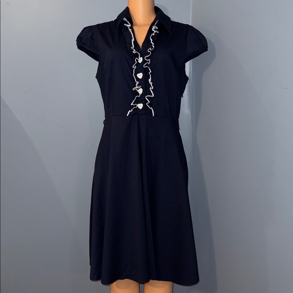 Chic Yellow Star Navy Dress - Size Large